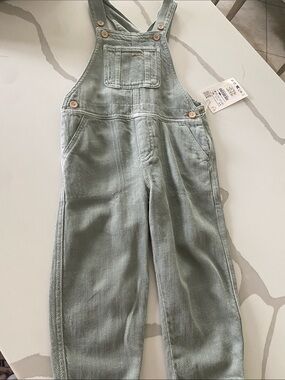 Zara Sage Green Kids Overalls with Front Pocket
